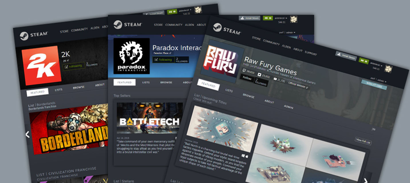 В Steam появились страницы разработчиков и издателей