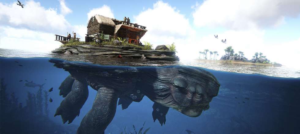 В Ark: Survival Evolved вы сможете приручить гигантскую морскую черепаху и построить дом на ее спине