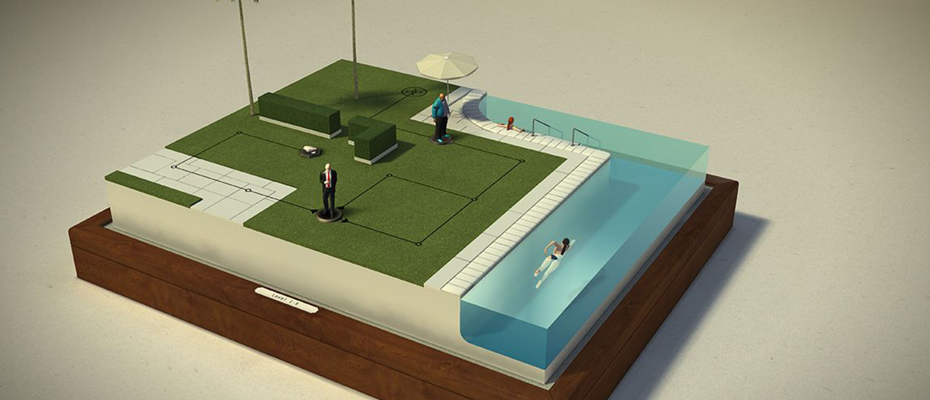 Воссозданный уровень из Hitman GO