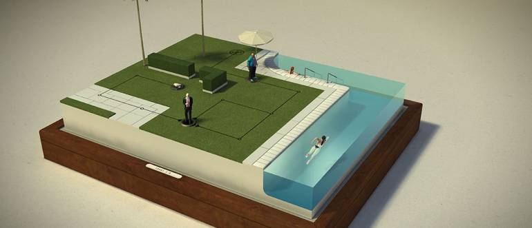 Воссозданный уровень из Hitman GO