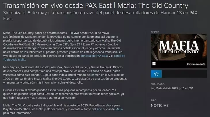 Mafia: The Old Country выйдет 8 августа