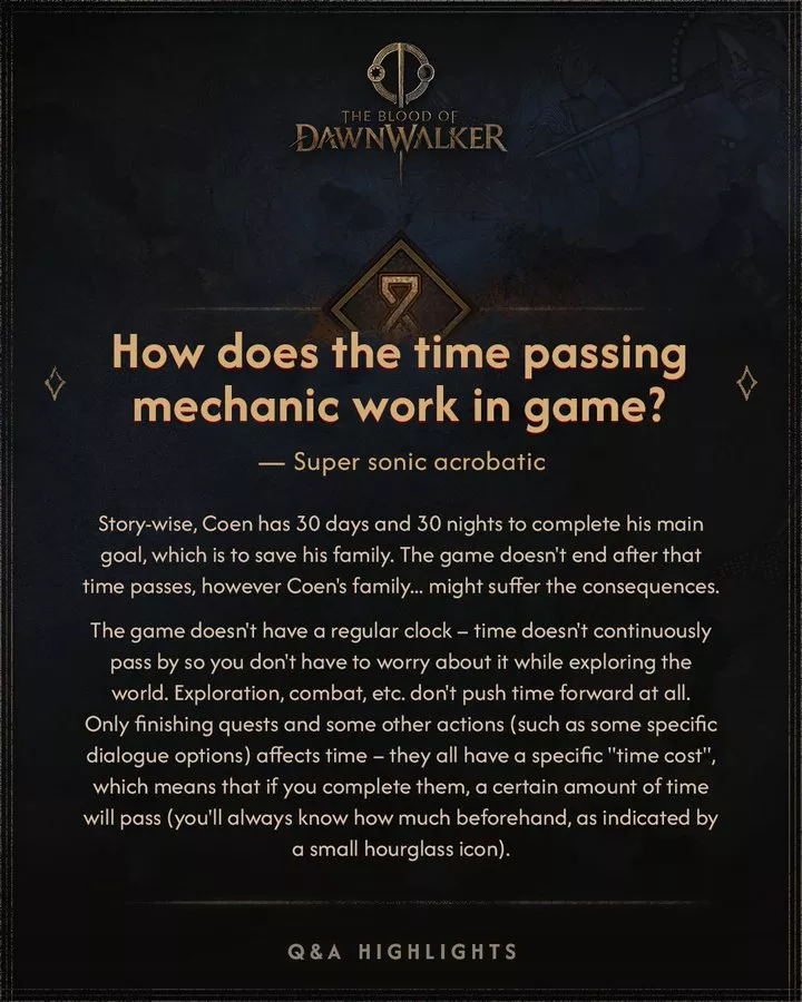 Если не успеть за 30 суток выполнить главный квест в The Blood of Dawnwalker будут последствия, но игра не закончится