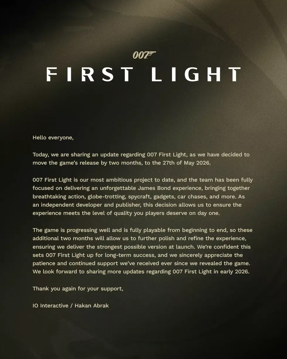 Релиз 007 First Light перенесли на май 2026 года