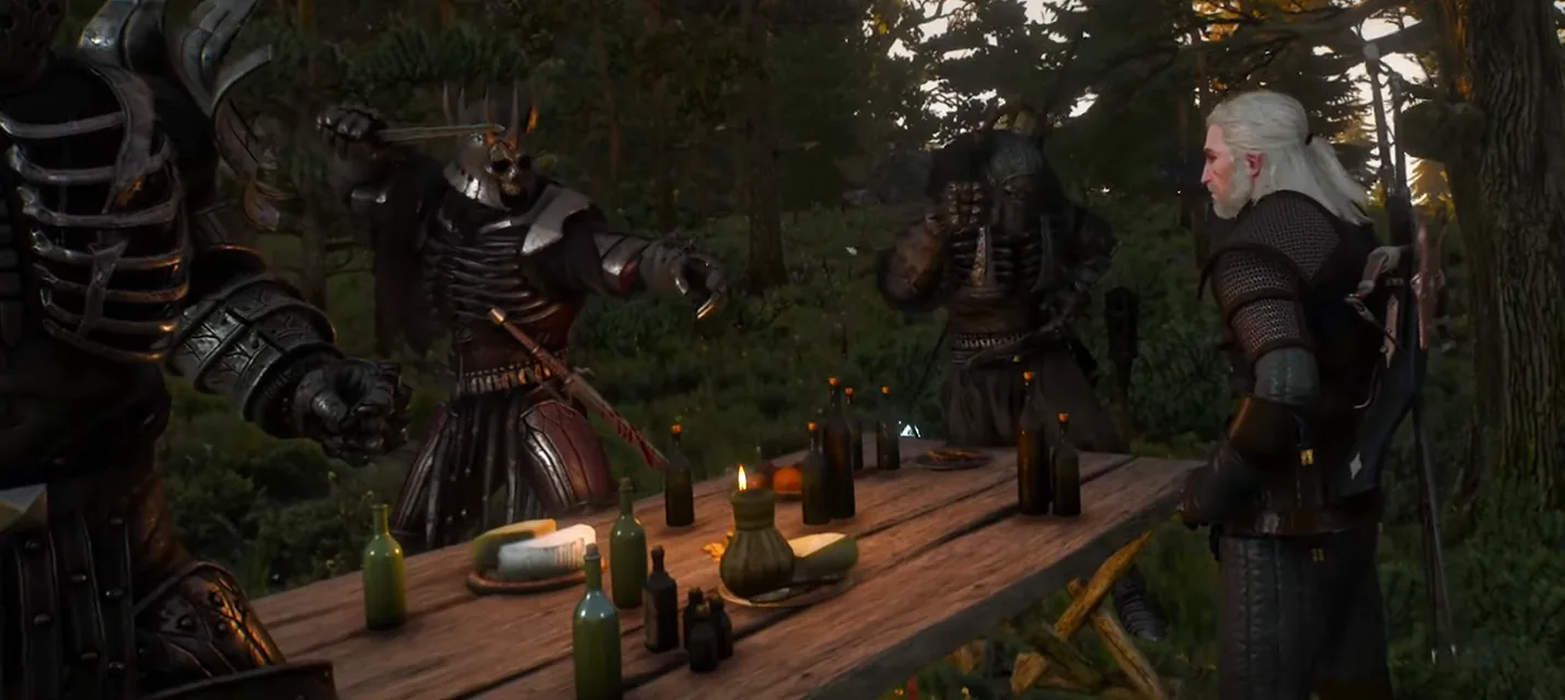 Мод добавляет в The Witcher 3 новый квест с пьянкой и Дикой Охотой
