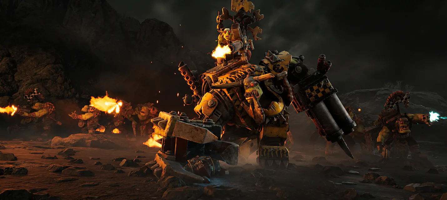 Авторы Dawn of War IV опубликовали запись мультиплеерного матча между Орками и Космодесантом