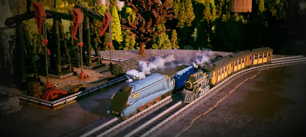 Геймплейный трейлер воксельного железнодорожного симулятора Steam To Electric