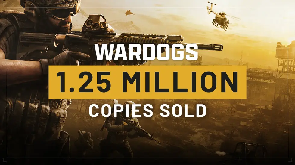 Промо-изображение игры Call of Duty: Warzone с солдатом и надписью о продаже 1,25 миллиона копий