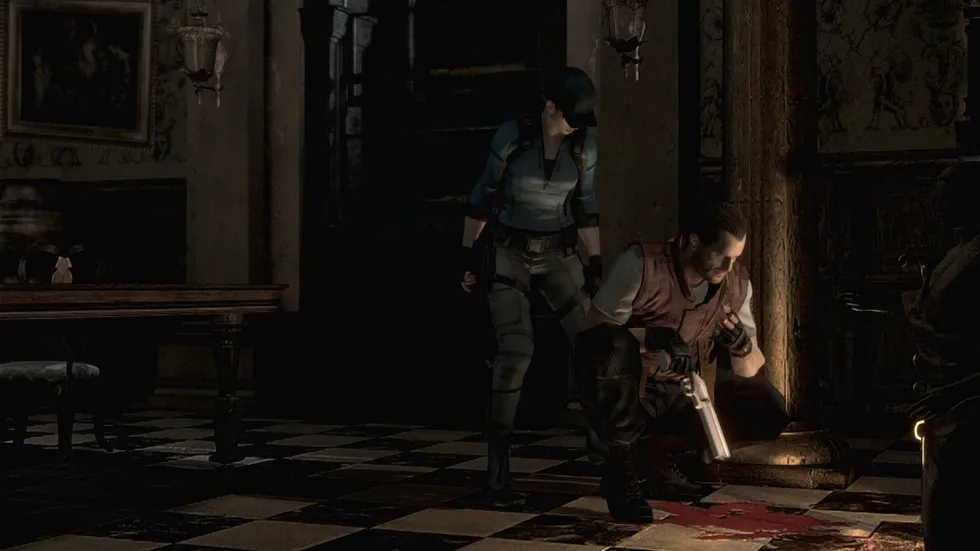 Джилл Валентайн и Клэр Редфилд в особняке в игре Resident Evil