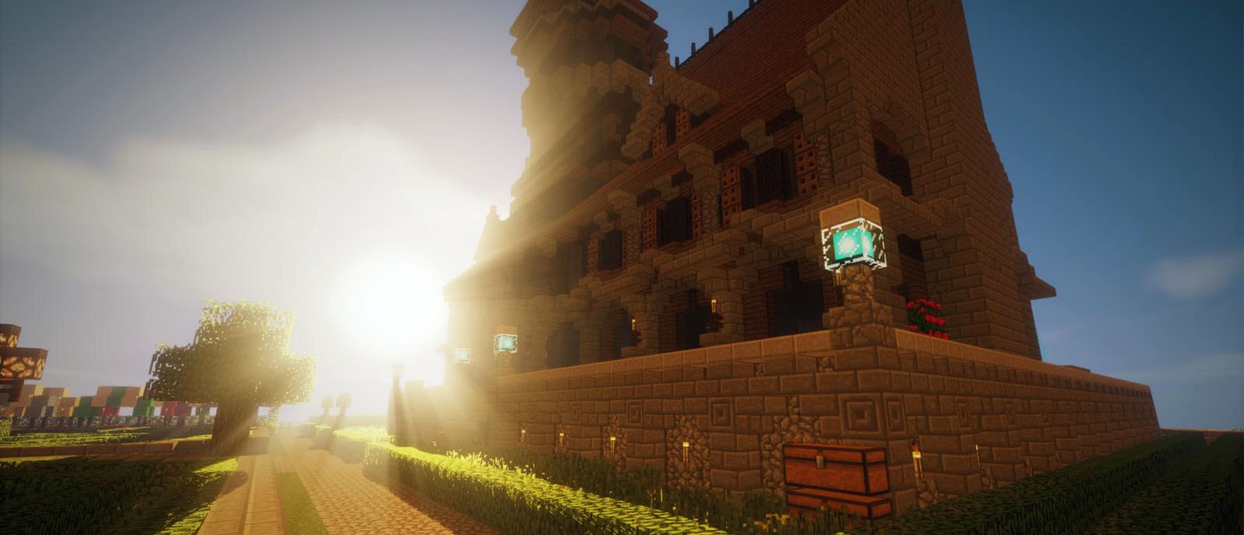 Шикарный вечерний городок созданный в Minecraft